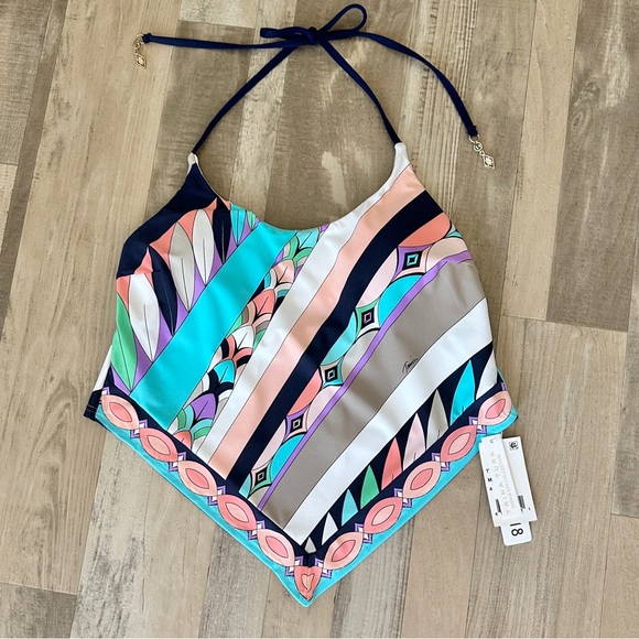 Trina Turk Halter Electric Wave Tankini Swimsuit Top Women's 4 NWT - Picture 12 of 12